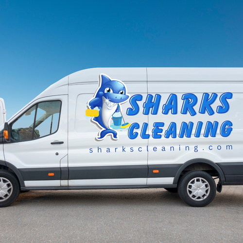 SharksCleaning.com-Cleaning-Business-Logo-on Copany's-car